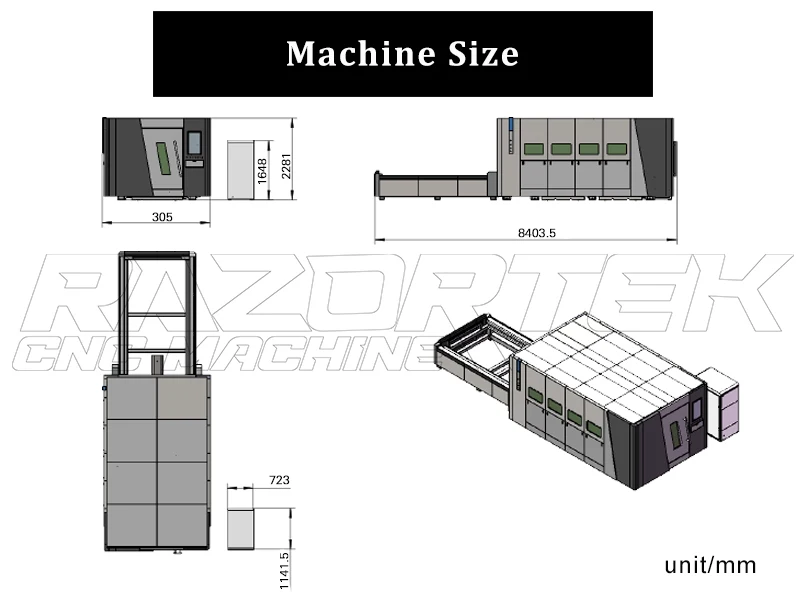 Razortek CNC 2kw/3kw Raycus Full Surround Laser Cutting Machine Power with Iron Sheet Cutting Ability Cypcut Control for sale