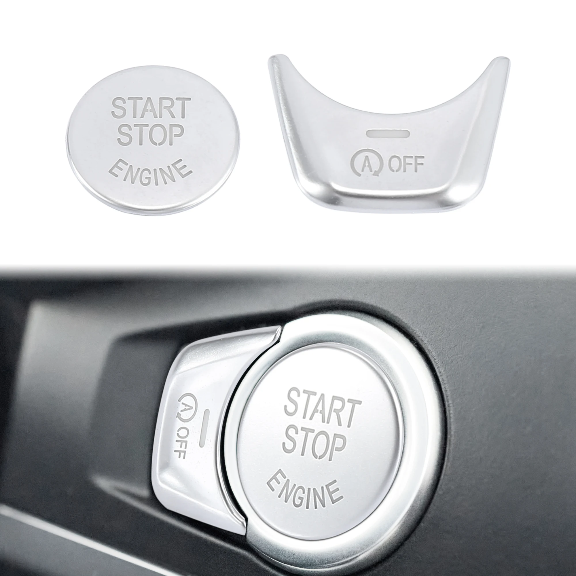 UXCELL Car Off and Engine Start Stop Switch Button Cover Set for BMW 5 Series 7 Series 2018-2020