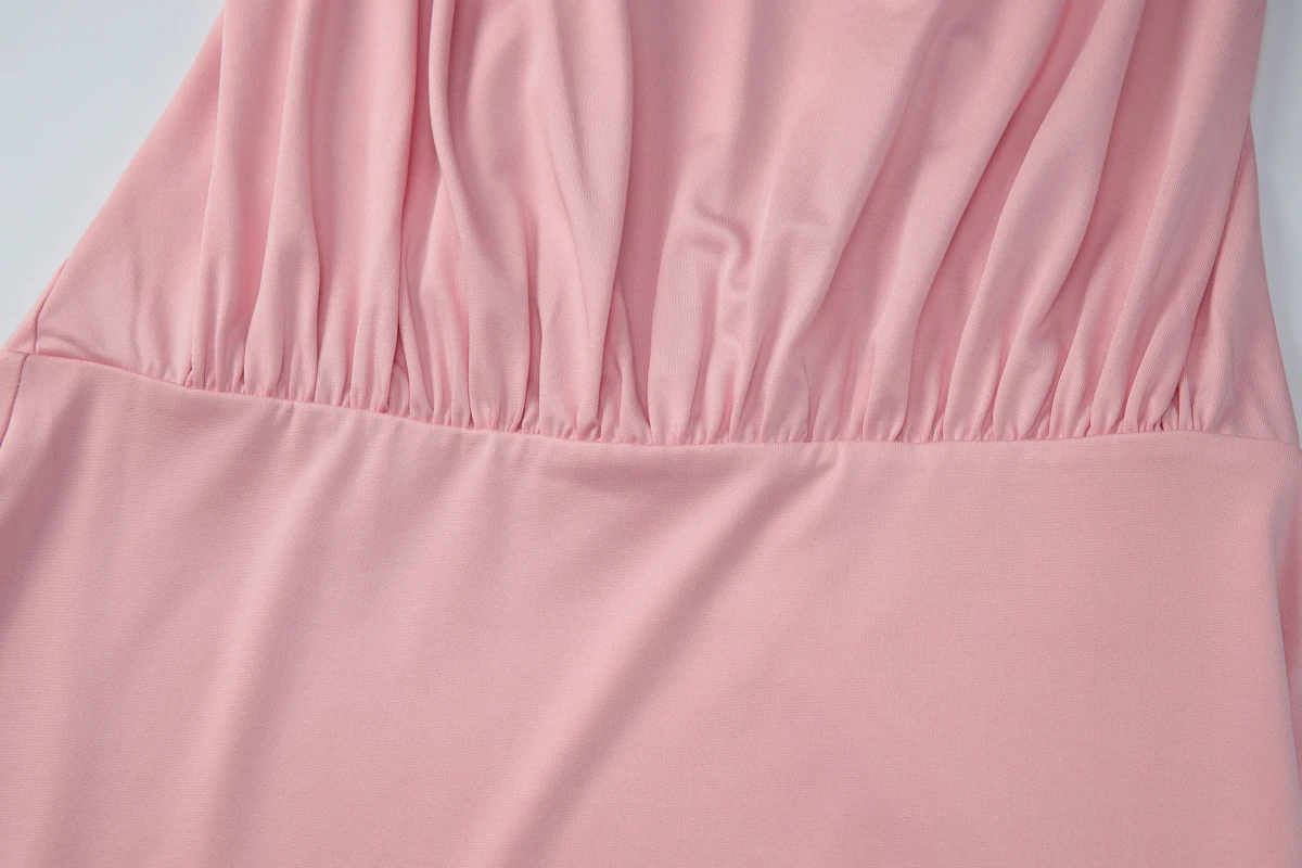 Hugcitar Neckholder-Swing-Kleid mit festem Rückenausschnitt, Schnürung, gerafftem Design, sexy, schmal geschnittenes Mini-Kleid, Sommermode für Damen, Party- und Urlaubskleidung – Detail 7