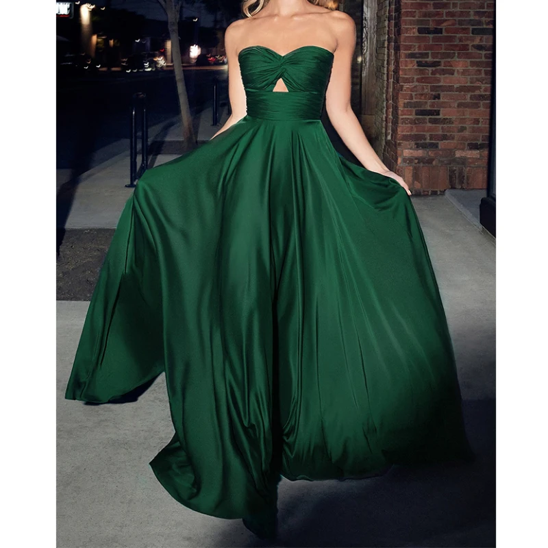 Customized Euramerican Popular Hollow Out Strapless Evening Vestidos Soft Slim Fit A-line Long Formal Party Gown Luxury Temperam