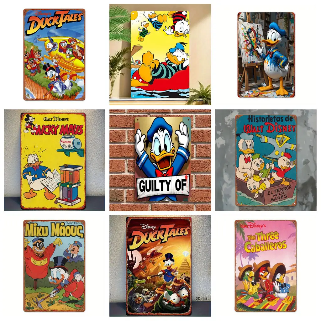 

Miniso Disney Donald Duck Fun Scenes Tin Signs Retro Vintage Tin Sign Poster Decorative Plaque Metal Plate Wall Decor