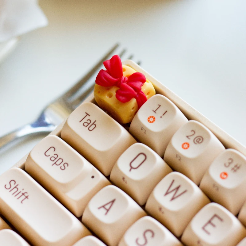 Personalized Resin Keycap Cheese Food Handmade Single Yellow Keycap Compatible with MX Cross Switch 3D Printing Keyboard Keycap