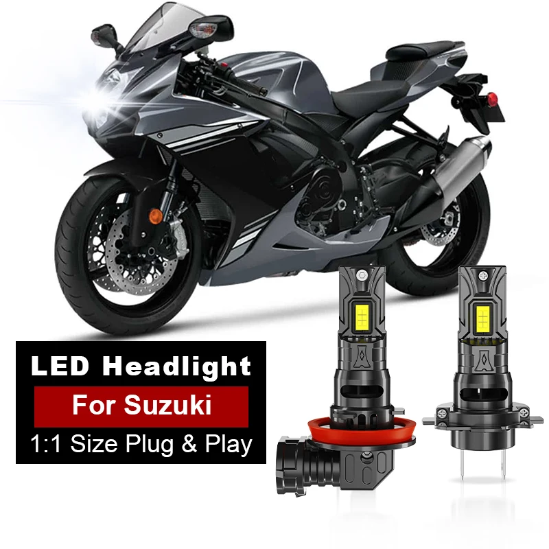 1/2PCS Motorcycle H7 LED Headlight For Suzuki GSXR600 & 750 2011-2019 2020 20000LM H11 LED Bulbs High Low Beam Moto Front Bulbs