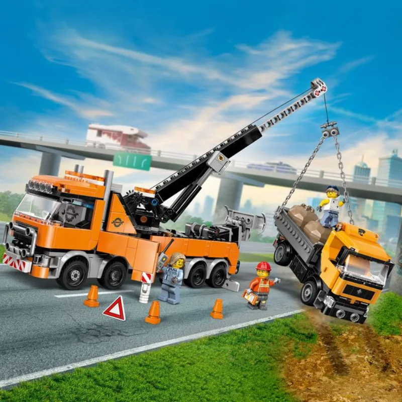 

Совместимый с LEGO City набор серии 60467: Тяжелый башенный кран на прицепе, конструктор, модель для сборки, игрушка