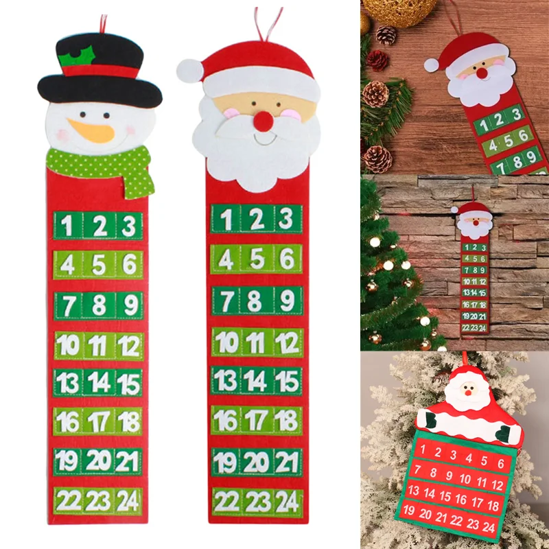 Santa Claus Snowmen Christmas Advent Calendar Door Wall Window Decor Hanging Christmas Party Supply Xmas Gift