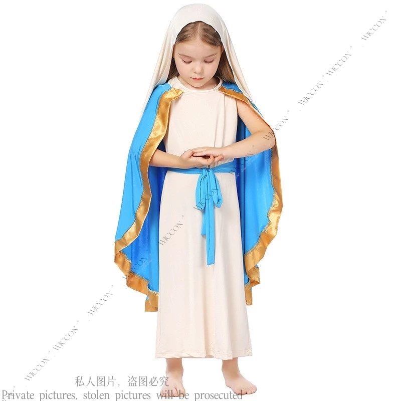 Halloween Cosplay Costume Shepherd Sleeveless Robe Cape Ancient Parent-child Beige Blue Suit Halloween Party Festivals Christmas