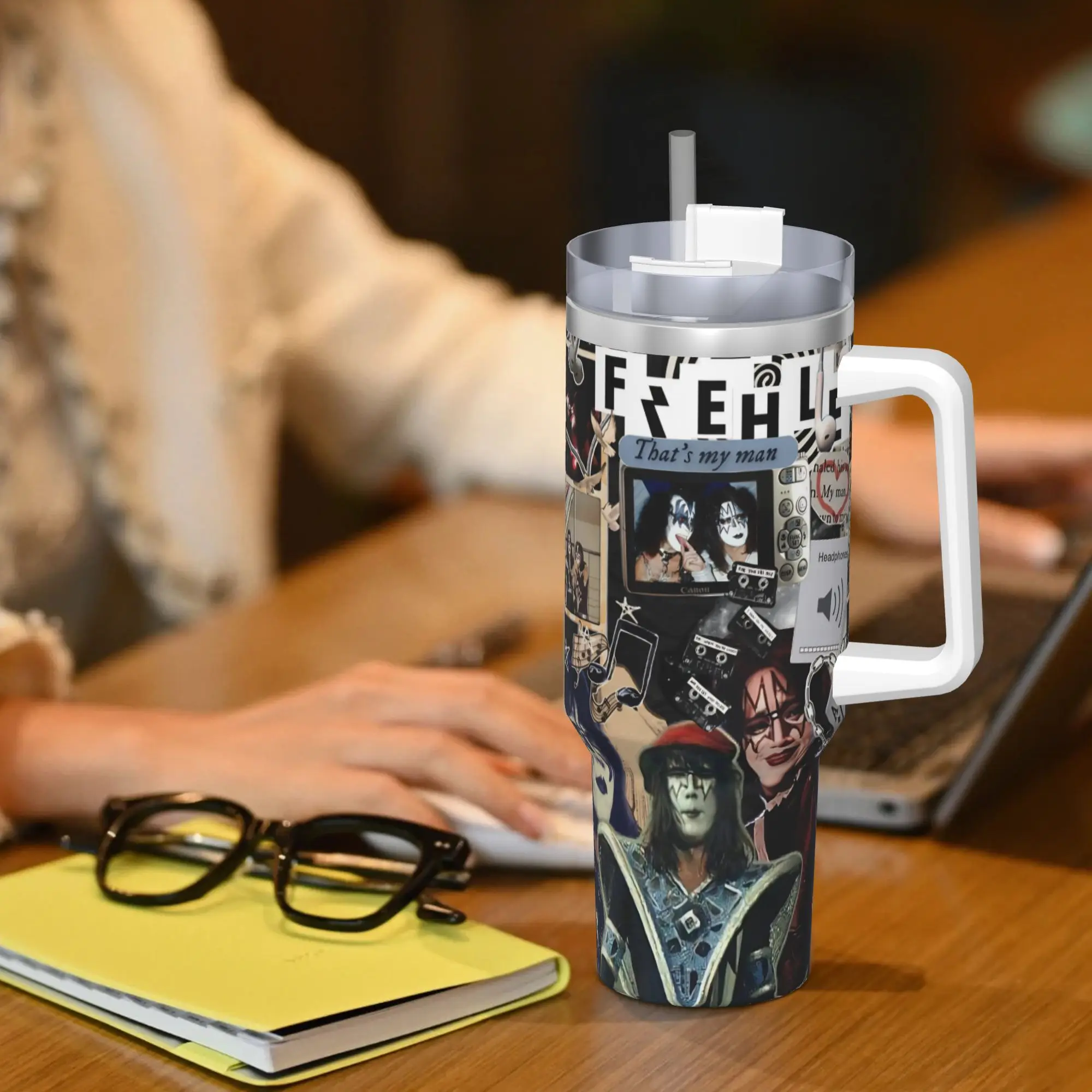 تذكر Ace Frehlys 1951-2025 بهلوان من الفولاذ المقاوم للصدأ أكواب القيادة كوب كبير كوب حراري للمشروبات الساخنة زجاجة ماء الحليب والشاي