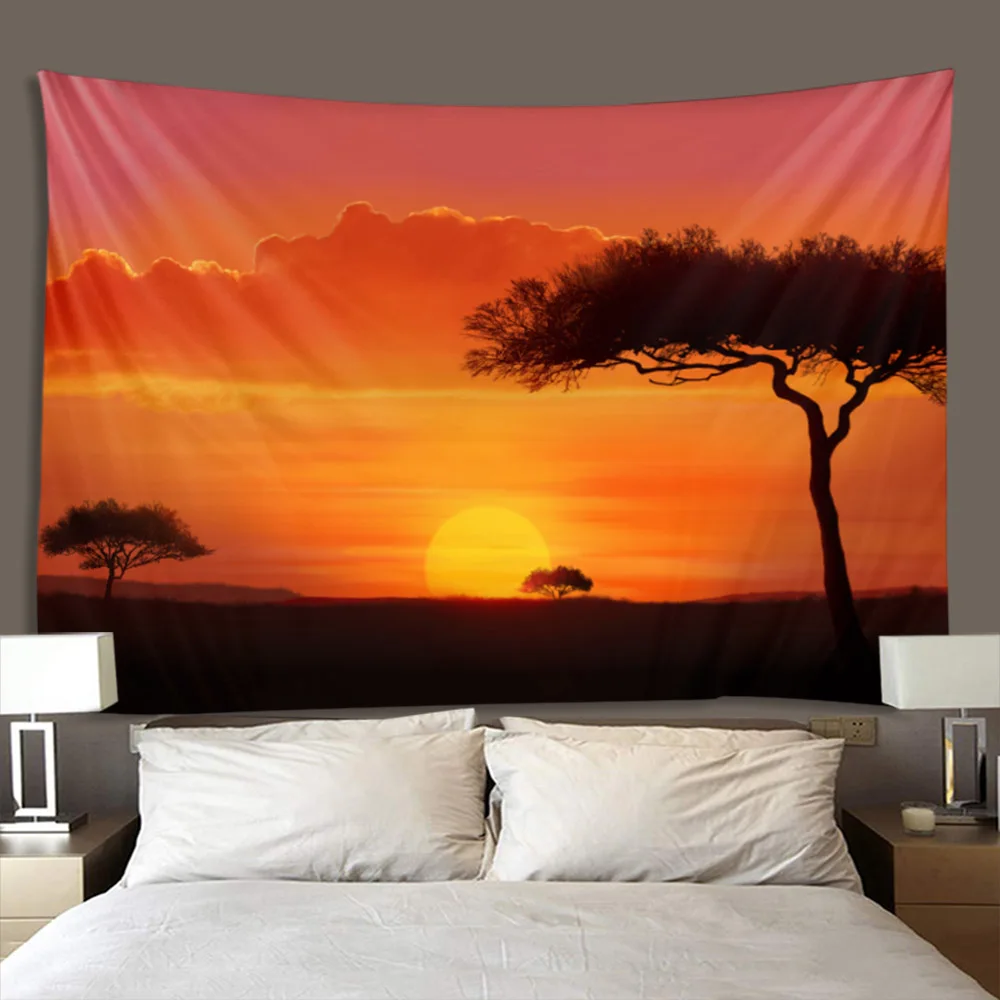 

Dusk sunset tapestry, living room sofa bedroom headboard wall decoration, aesthetic home wall hanging background cloth