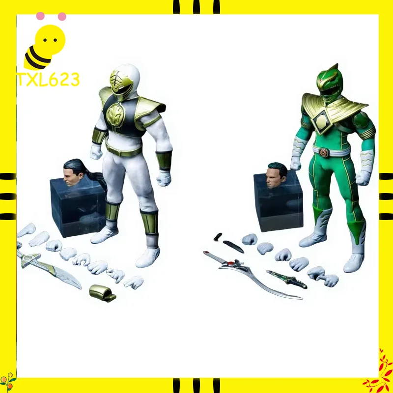 

Mighty Green White Power Rangers Action Figure Set 1/12 Scale Childhood Memory Toy Gift in Stock for Collectors & Fans