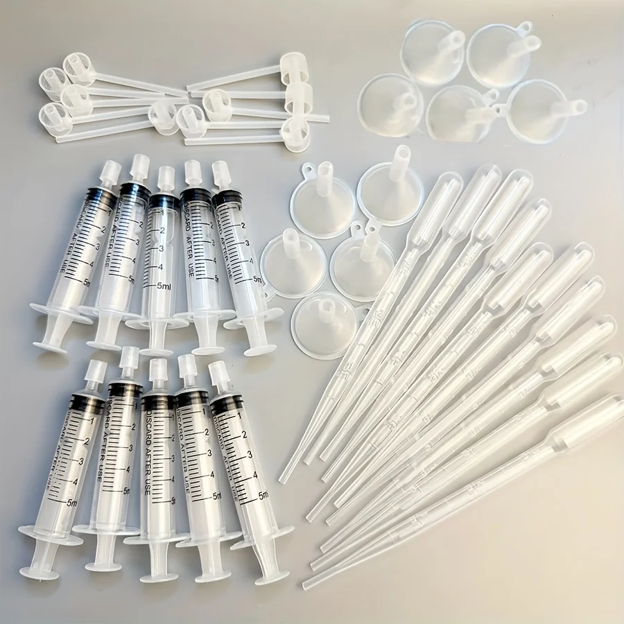 ชุดเติมน้ำหอม 40 ชิ้น: กรวย, หลอดหยด, ขวดหยด, เข็มฉีดยา, สำหรับเดินทางและเครื่องสำอาง DIY