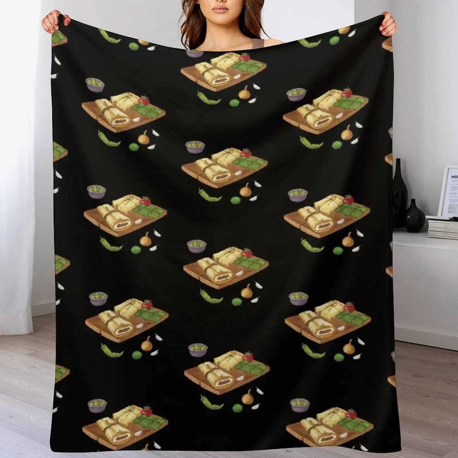 Tamales and Ingredients Throw Blanket