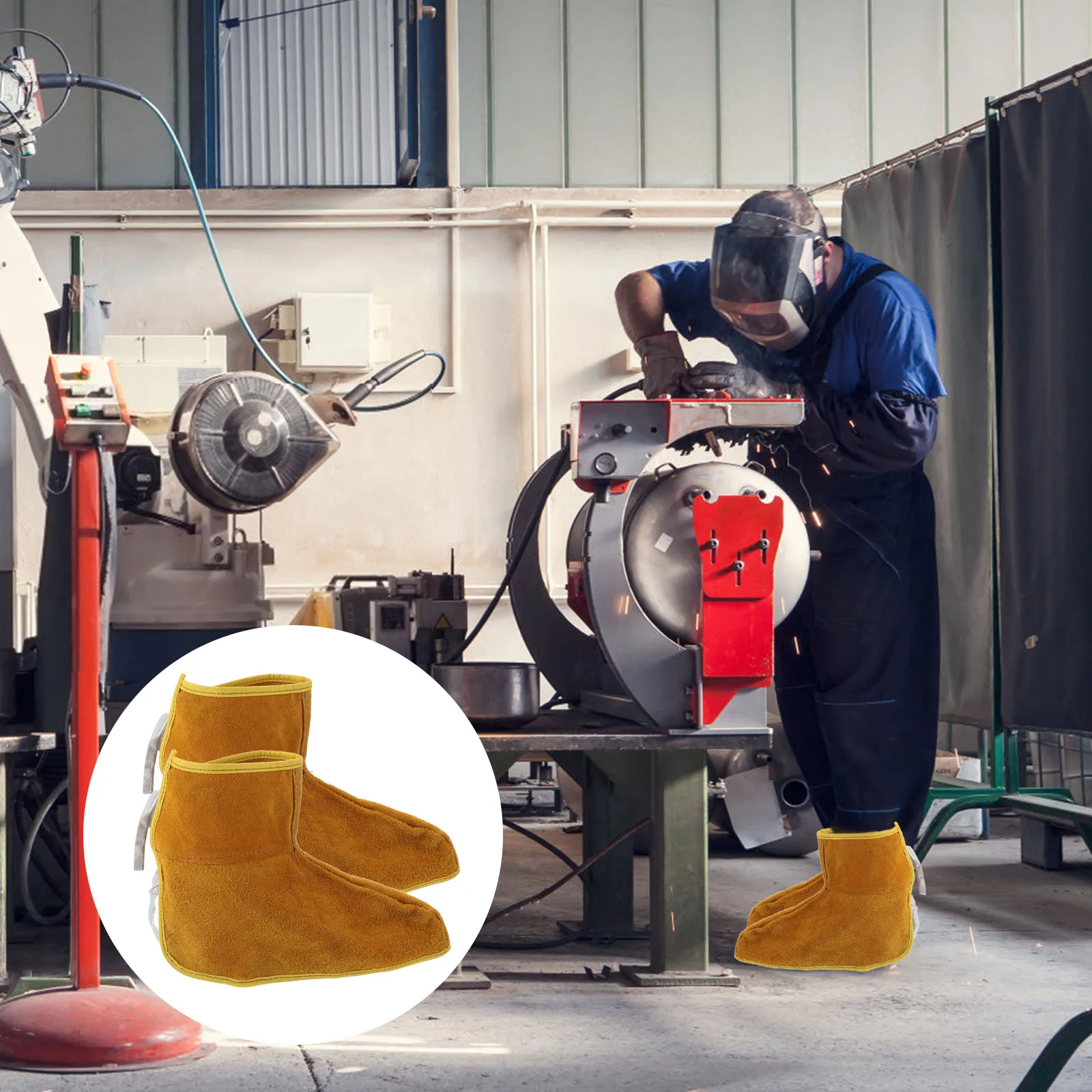 

Foot Protector Cowhide Flame Retardant Heat Insulating Anti Sparks Welding Shoe Cover Labor Protection Short Leg Foot Guard