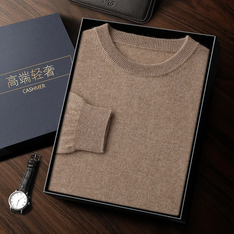 LDZWSM Wear Men's Cashmere Wool Sweater Autumn Winter New O-Neck Pullovers Loose High-End Knit Shirt Casual Tops M3004022