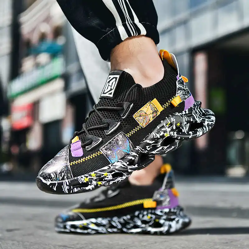 

Parkour Knit Casual Man Sneakers Tennis Shoes Boards Spring Boots Sports Casuall Exerciser Leisure Hand Made Sneeker Shoose