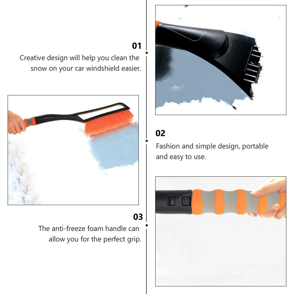 

2Pcs Vehicle Snow Shovels Car Windshield Ice Scraper Durable ABS PVC Eva Materials Long Handle Portable Snow Removing Tool