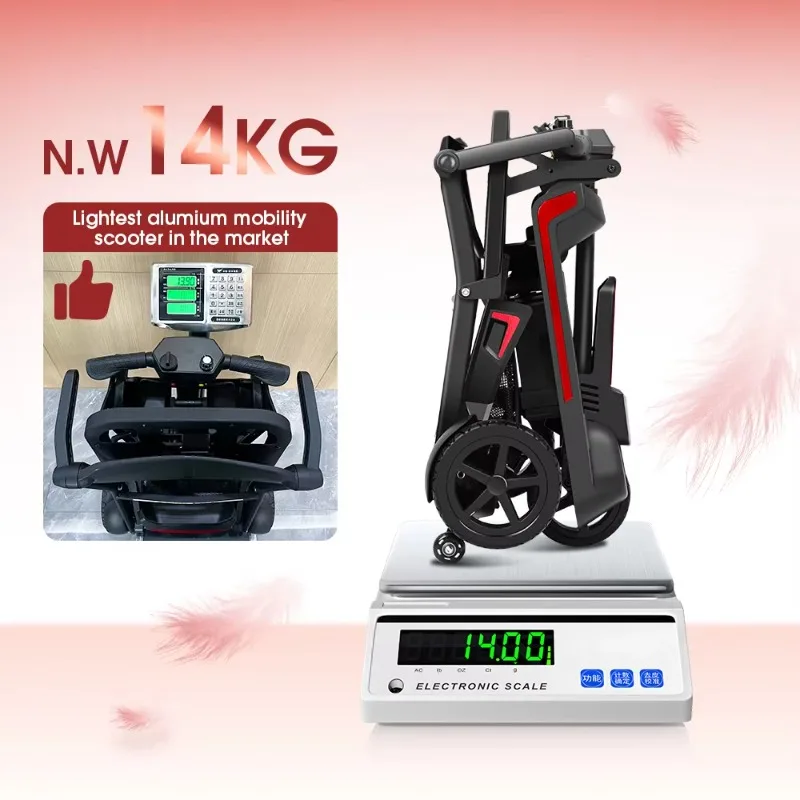Lightweight Mobility Scooter Disabled Elderly Seniors Easy Operation Dual Battery Brushless Motor Save Shipping Scooter 14kg