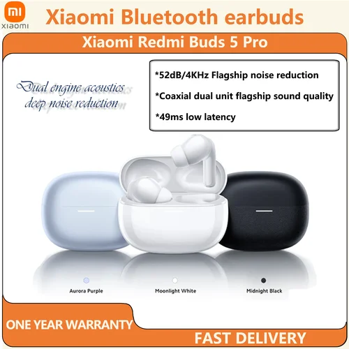Nueva versión Global Xiaomi Redmi Buds 5 Pro 52dB cancelación activa de ruido Bluetooth 5,3 auriculares inalámbricos para Redmi Note 13 Pro