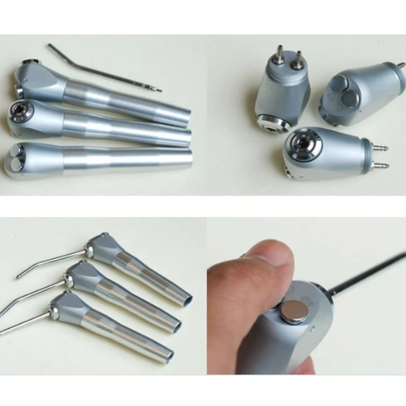 3Pcs Chair Unit Triple Syringe Handpiece Stainless Steel 3 Way Air Water Spray +2 Nozzles Tips Tubes Lab Tool