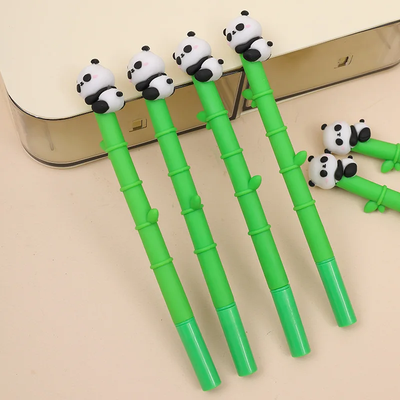 

12 шт., оптовая продажа, милые панды и бамбуковые гелевые ручки для детей, письменные принадлежности, обратно в школу