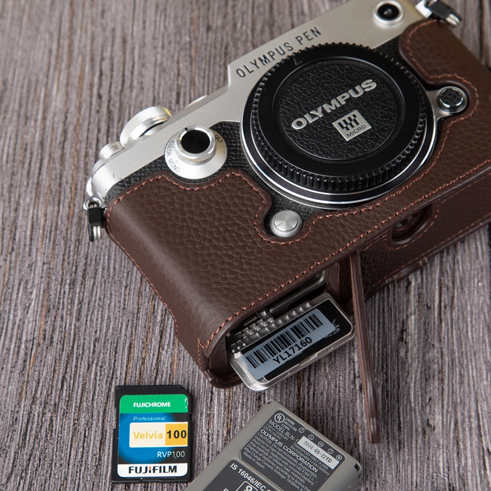Pokrowiec F do etui OLYMPUS PEN-F Etui ochronne Skórzana torba na aparat Półetui z prawdziwej skóry Akcesoria fotograficzne