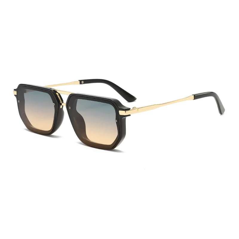 

WOWSUN Retro Square Sunglasses for Womens Mens Vintage 70s Double Bridge Sun Glasses