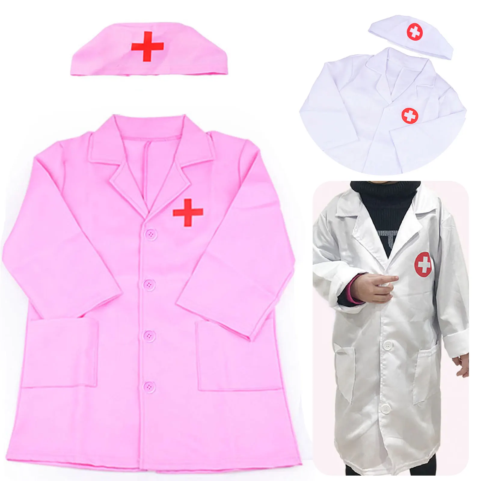 Kids Cosplay Clothes Boys Girls Doctor Nurse Uniforms Fancy toddler Christmas Xmas Role Play Costumes Party Wear doctor gown