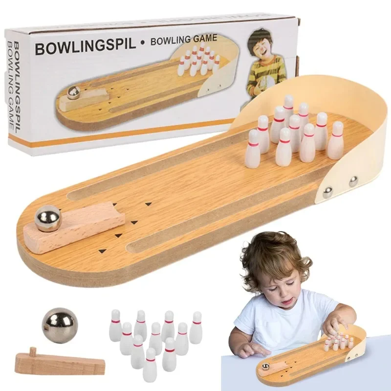 Tabletop Mini Bowling Game Set with 10 Pins Portable Tabletop Bowling Game Set for Puzzle Parent Child Games Children's Gifts