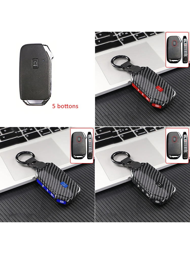 Carbon car key case For Kia Sorento MQ4 NQ5 Sportage Soul Telluride Cerato K5 K8 K900 Stinger Kawa K7 Premium Carnival Seltos EV