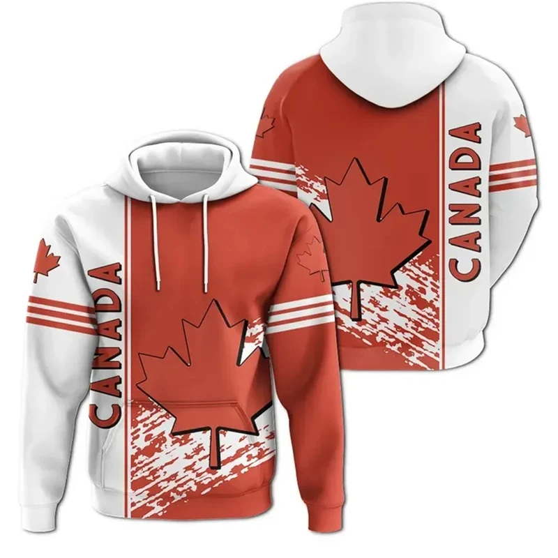 Canadan Flag 3D Printed 2024 Harajuku Canada Hooded Sweatshirts Men Clothing Long Sleeve Streetwear Casual Oversized Pullovers