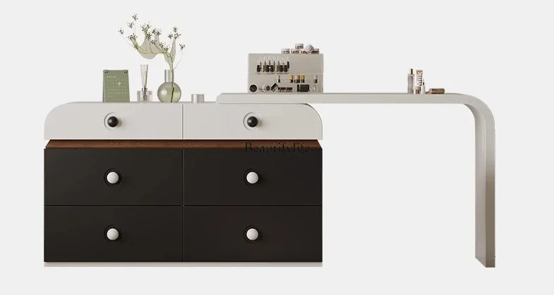 

35Italian minimalist dresser storage cabinet integrated telescopic corner bedroom light luxury high-end makeup table