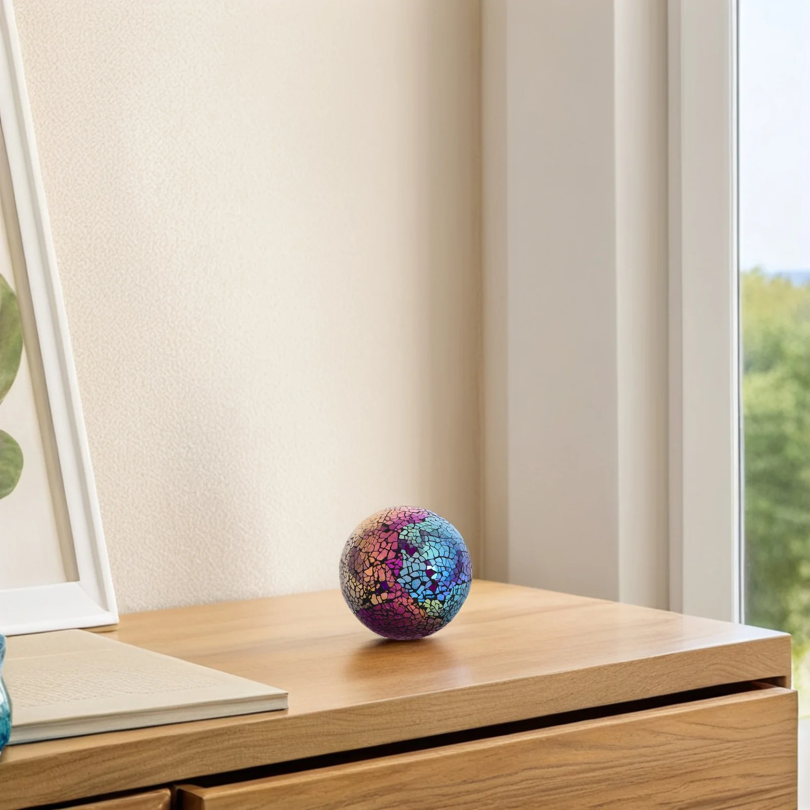 

Mosaic Ball Decor 4 Inch Colorful Glass Sphere Sunlight Reflective For Garden Home Party Decoration Bowl Centerpiece