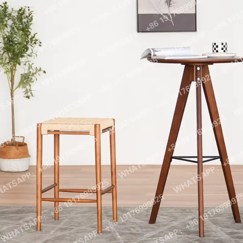 Leather High Chair for bar Table Exterior Commercial Furniture bar Counter Chairs for Kitchen bar Stool Rattan