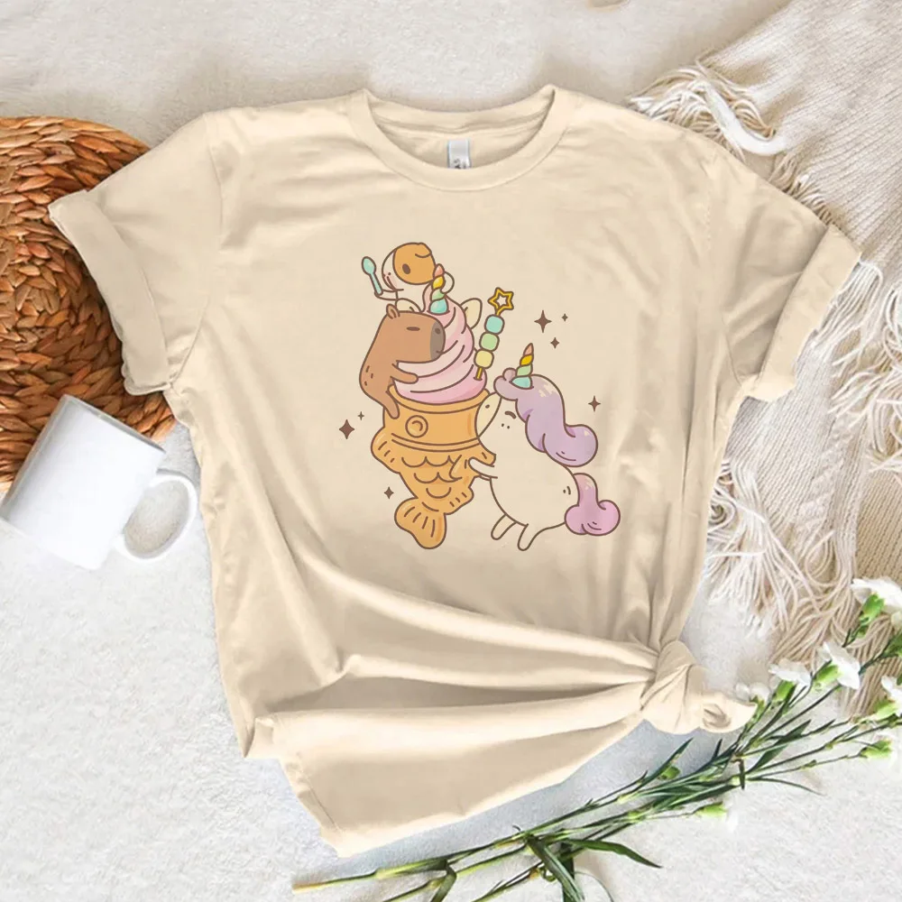 

Capybara Tee women manga summer Y2K Tee girl comic graphic streetwear clothes