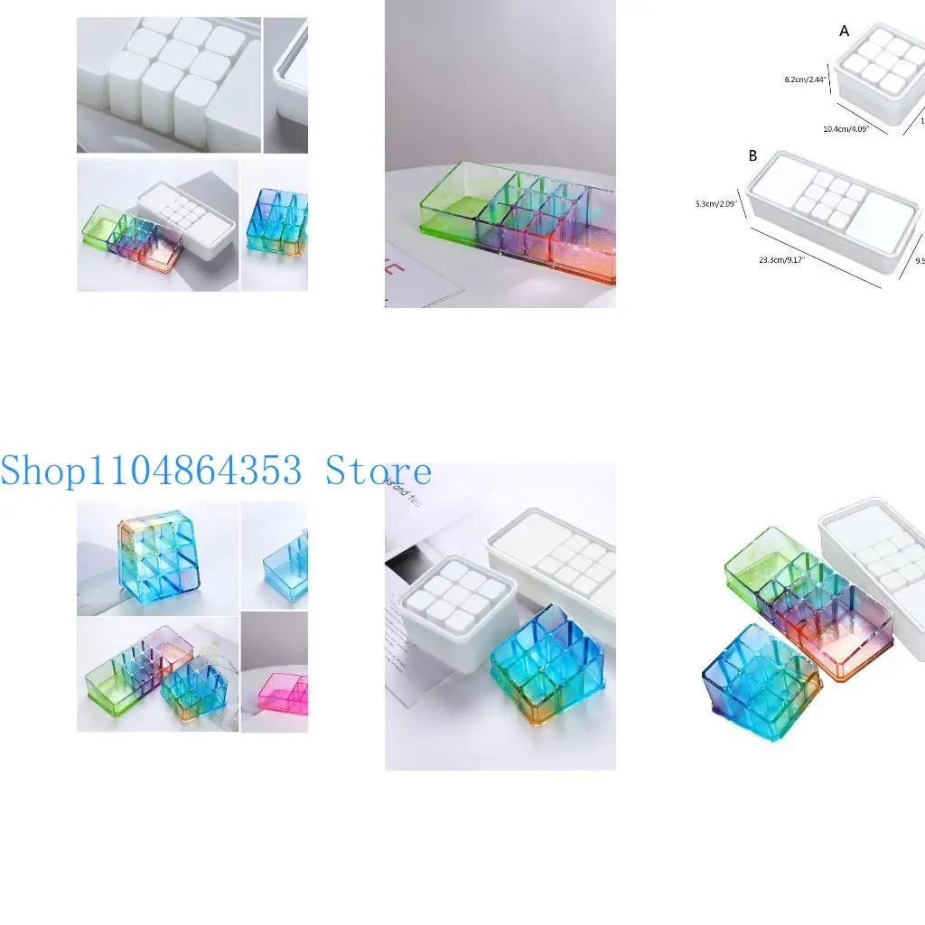 

652F смола Организатор Организатор Плесени с 9 разделами Силиконовые формы для эпоксидных форм смолы