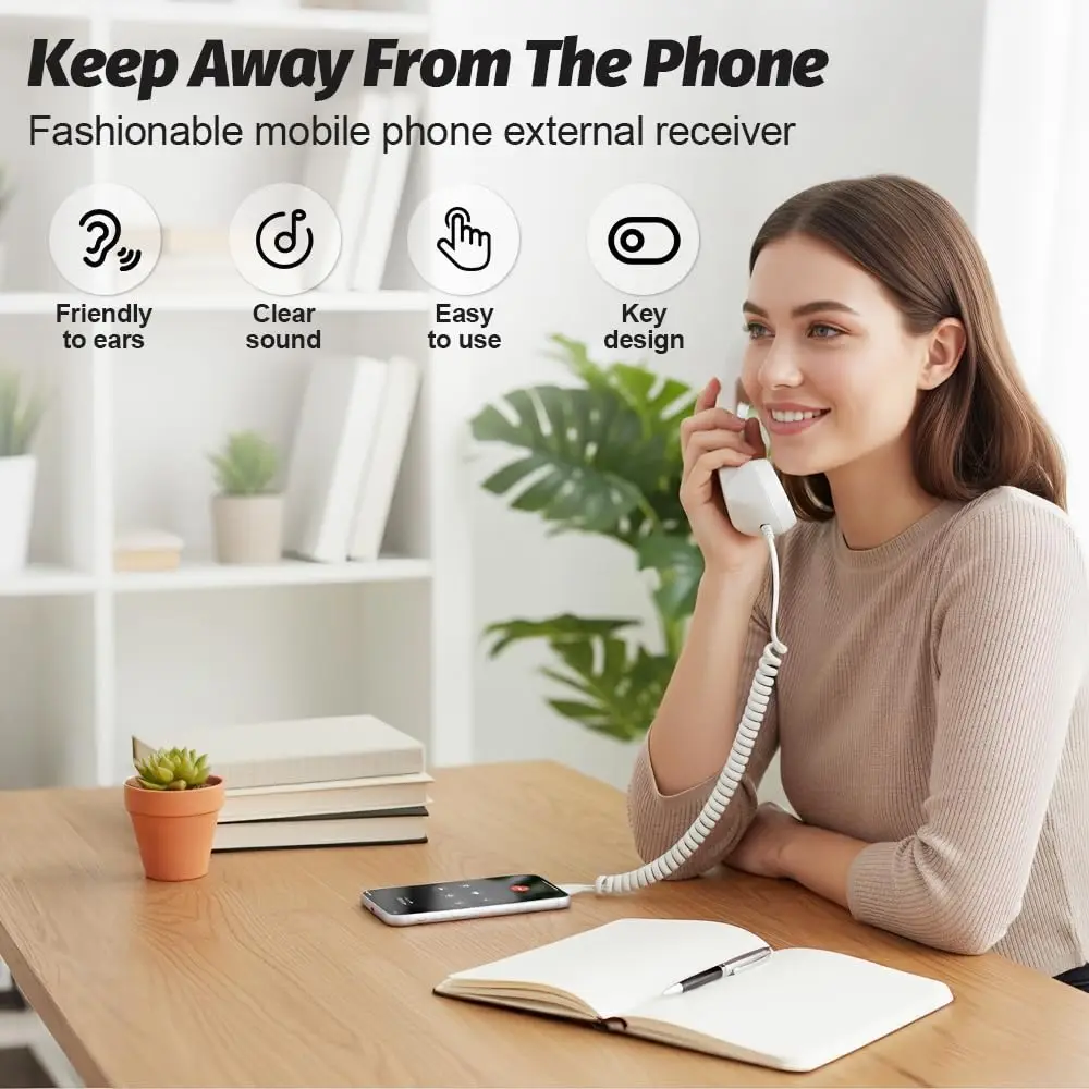 Retro Cell Phone Handset,Vintage Telephone Receiver Type-C audio without extra driver, Support call answer and voice chat