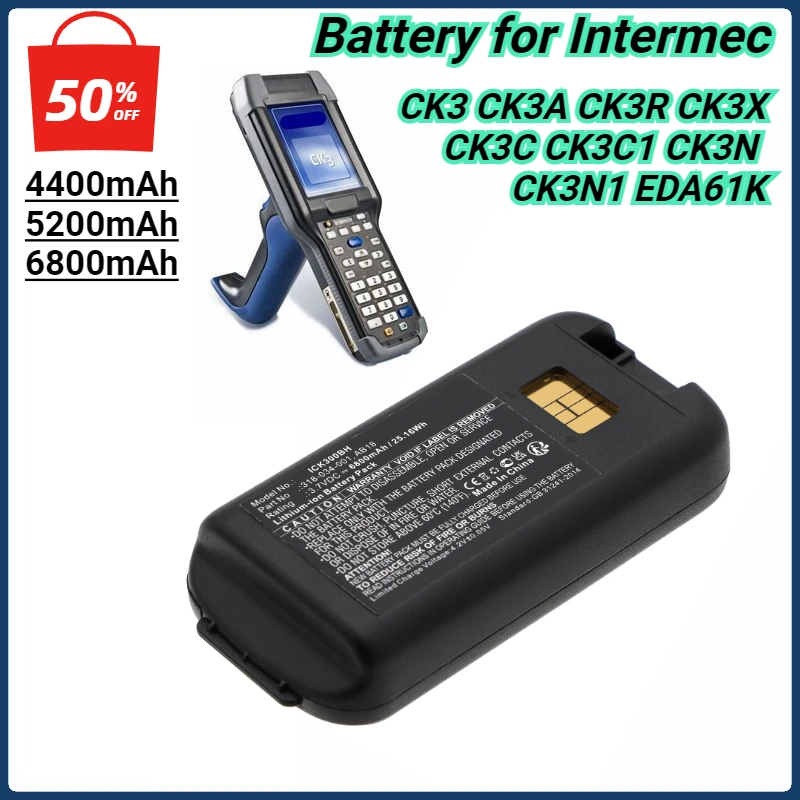 

3.7V/5200mAh/6800mAh Barcode Scanner Battery AB18 AB17 318-033-001 for Intermec CK3 CK3A CK3R CK3X CK3C CK3C1 CK3N CK3N1 EDA61K