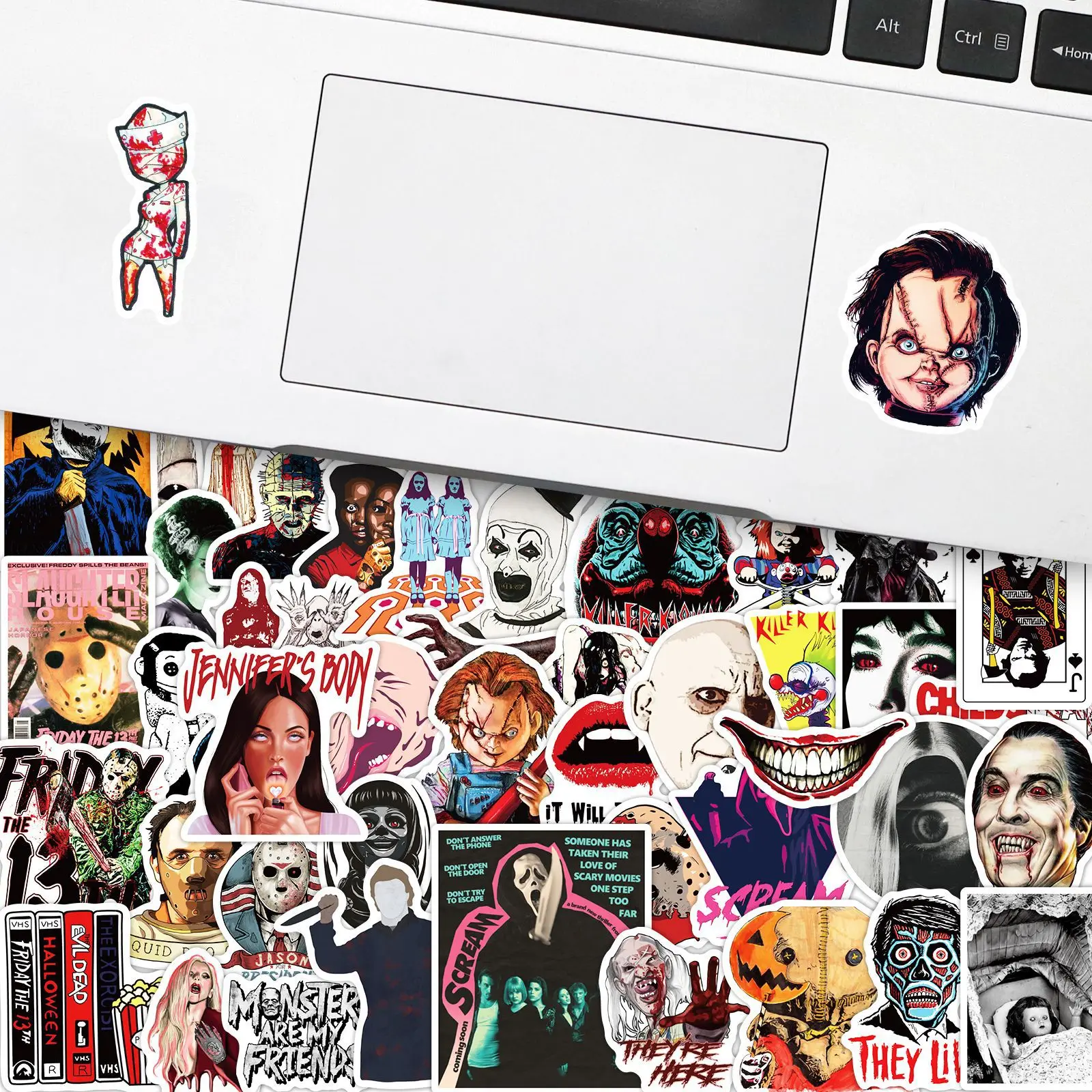 100PCS Non-Duplicate American Horror Movie Thriller Characters Waterproof Halloween Stickers