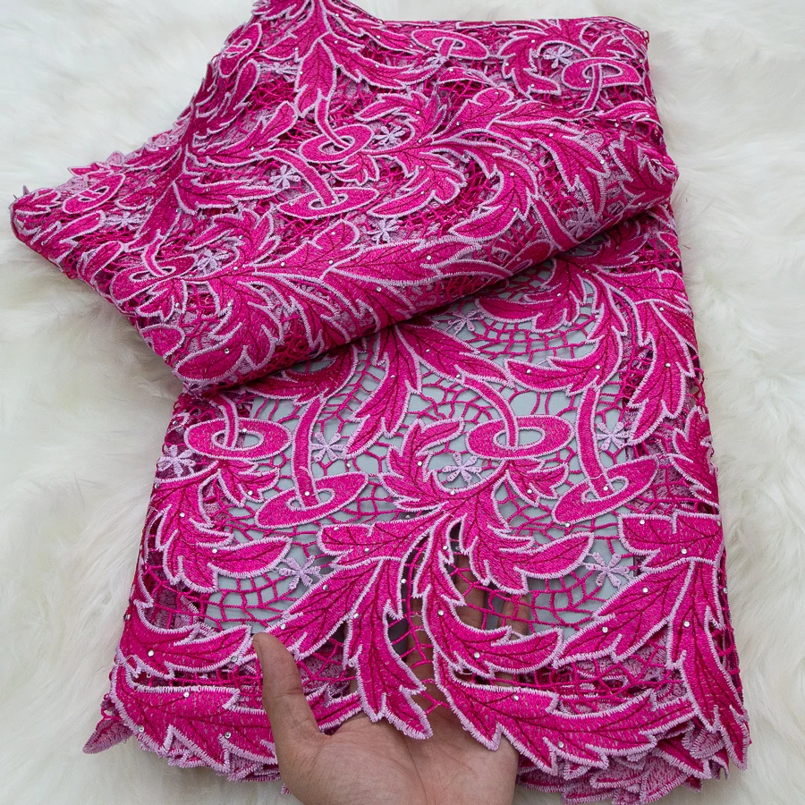 Luxury African Guipure Cord Lace Fabric 2026 High Quality Nigerian French Water Soluble Lace Fabric For Wedding Party Dress