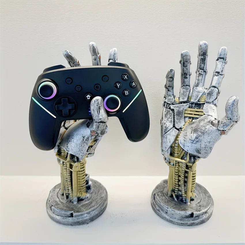 Cyberpunk Robotic Hand Ornament Gamepad Holder Ring String Desktop Holder Photo Prop Home Decoration 1pc