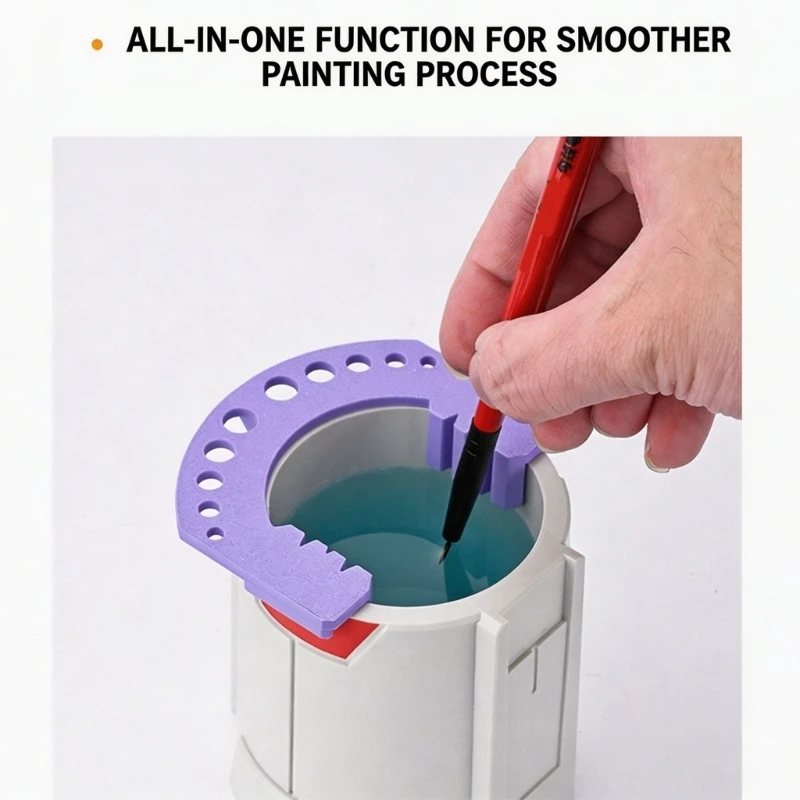 Multifunctional Brush Cleaning Container Plastic Construction With Integrated Holder For Artists Students Kids Beginner C7AC