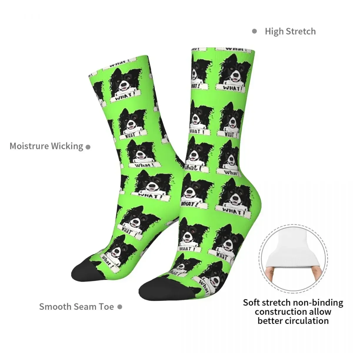 Border Collie What Stickers And Gifts Socks Harajuku Absorbing Stockings All Season Long Socks Accessories for Unisex Gifts