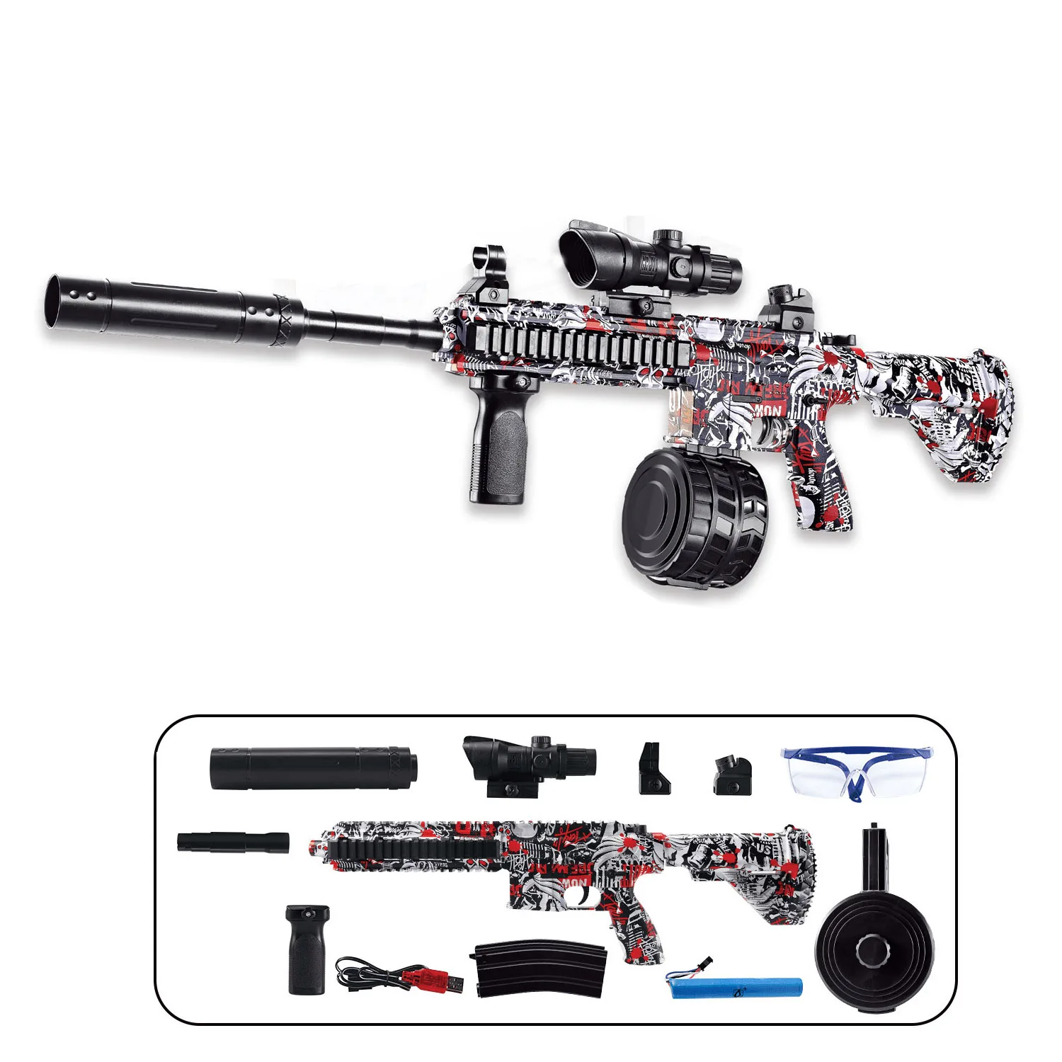 M416 Duży rozmiar 7,4 V, wysoki, szybkozłączany, ręczny i elektryczny, uniwersalny pistolet dla chłopca, ten sam model, żelowy pistolet na pociski