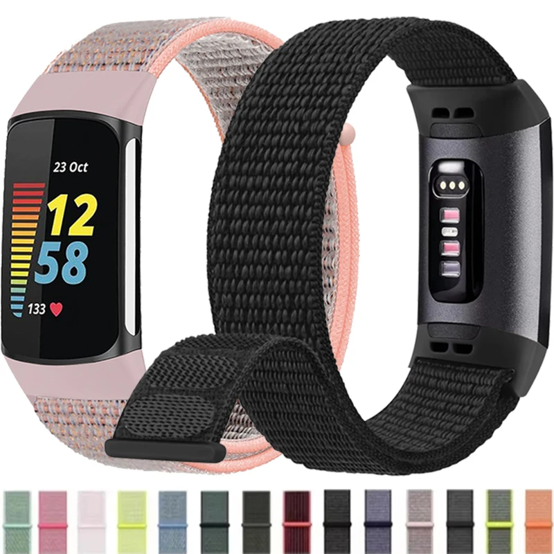 Nylon-Armband mit geflochtenem Muster für Fitbit Charge 6/5 Smartwatch, bequemes Sportarmband, Handgelenksband für Fitbit Charge 5/6, Zubehör.