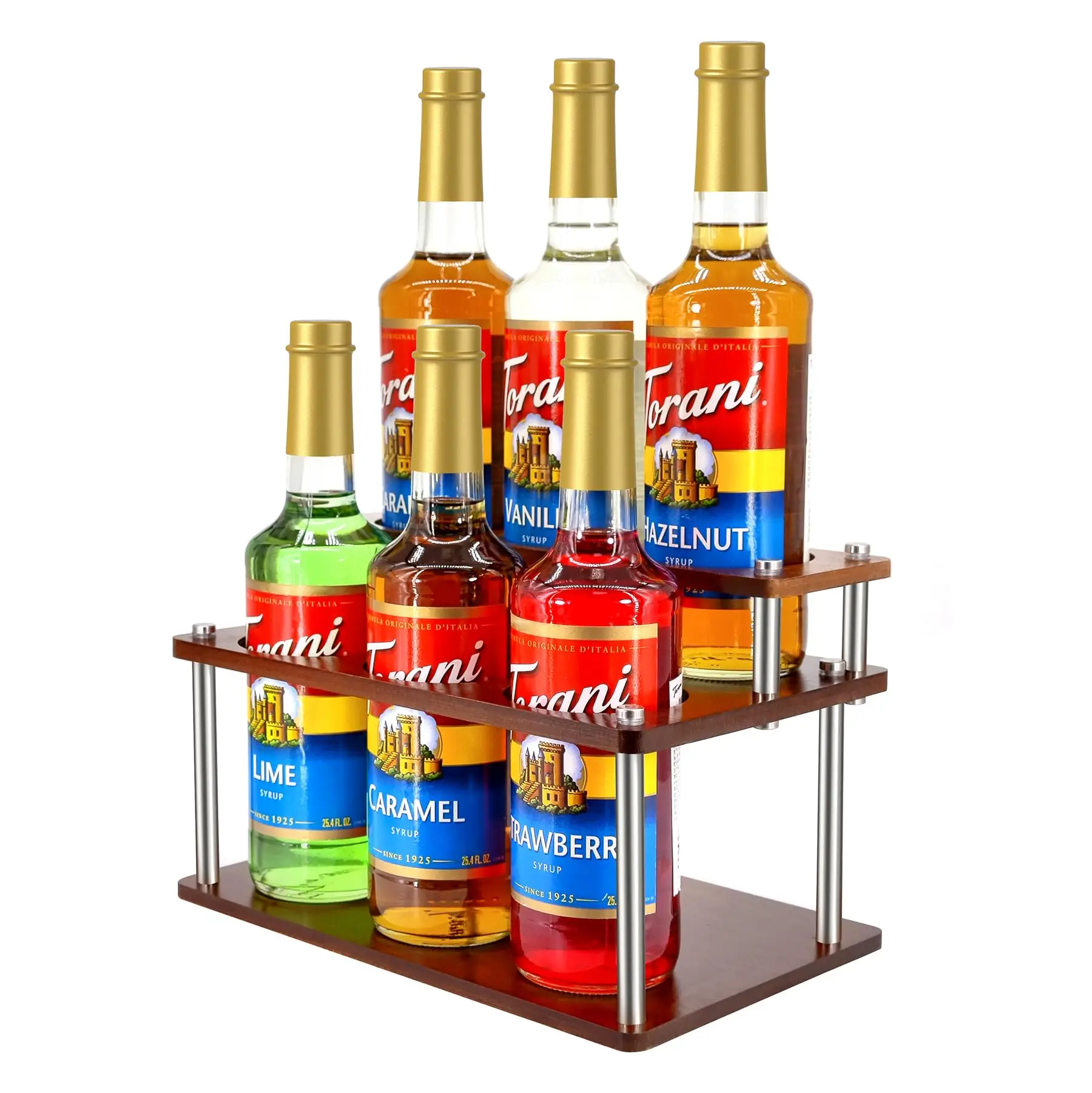 

Coffee station Countertop Syrup Organizer Rack 2-Tier Stand Holder 6 Bottles Storage Display Shelves for Kitchen bar counter