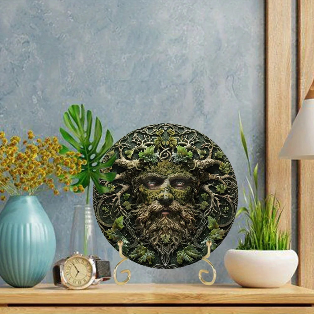 Round Aluminum Metal Decor Sign, 2D Flat Print, Forest Elf Themed Wreath, Outdoor Decoration for Festival, Wall Art, Home Decor