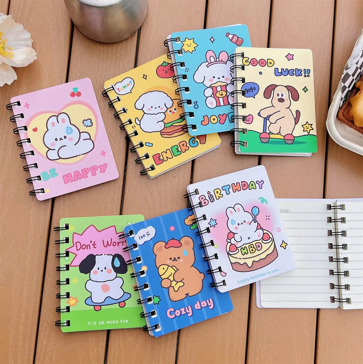 3 books/240 sheets cartoon coil notebook, portable pocket notebook, mini flip memo pad, small note book, ledger
