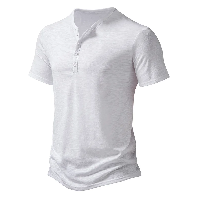 Foreign Trade Cross-border Men's Short-sleeved T-shirt Bamboo Cotton POLO Shirt Fashionable Short-sleeved T-shirt for Men