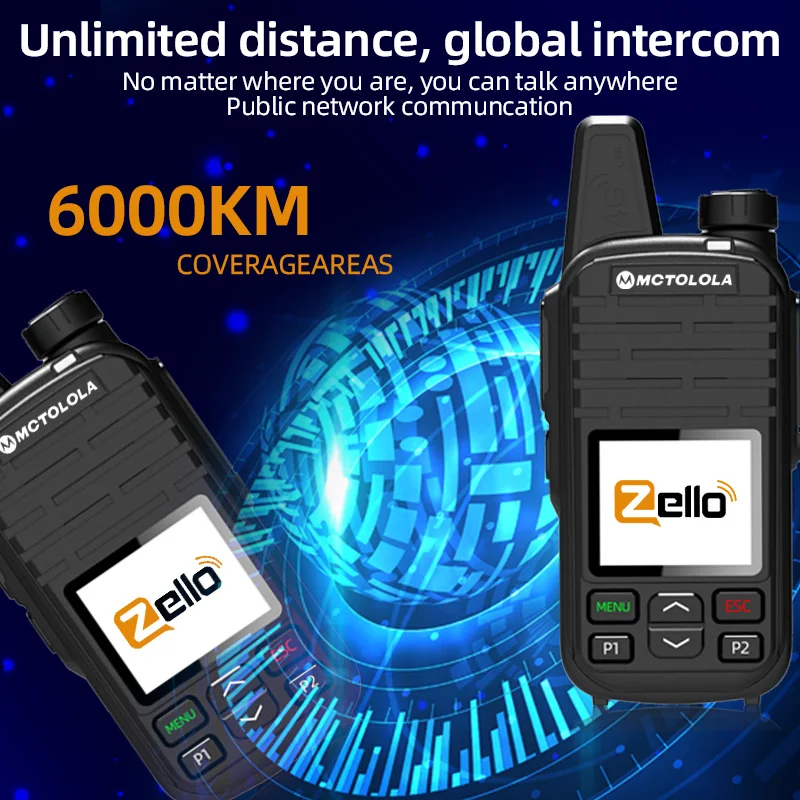 MOTOLOLA 2G 3G 4G Zello POC جهاز اتصال لاسلكي محمول Android Bluetooth WiFi Global PTT، تغطية عالمية 5000 كجم