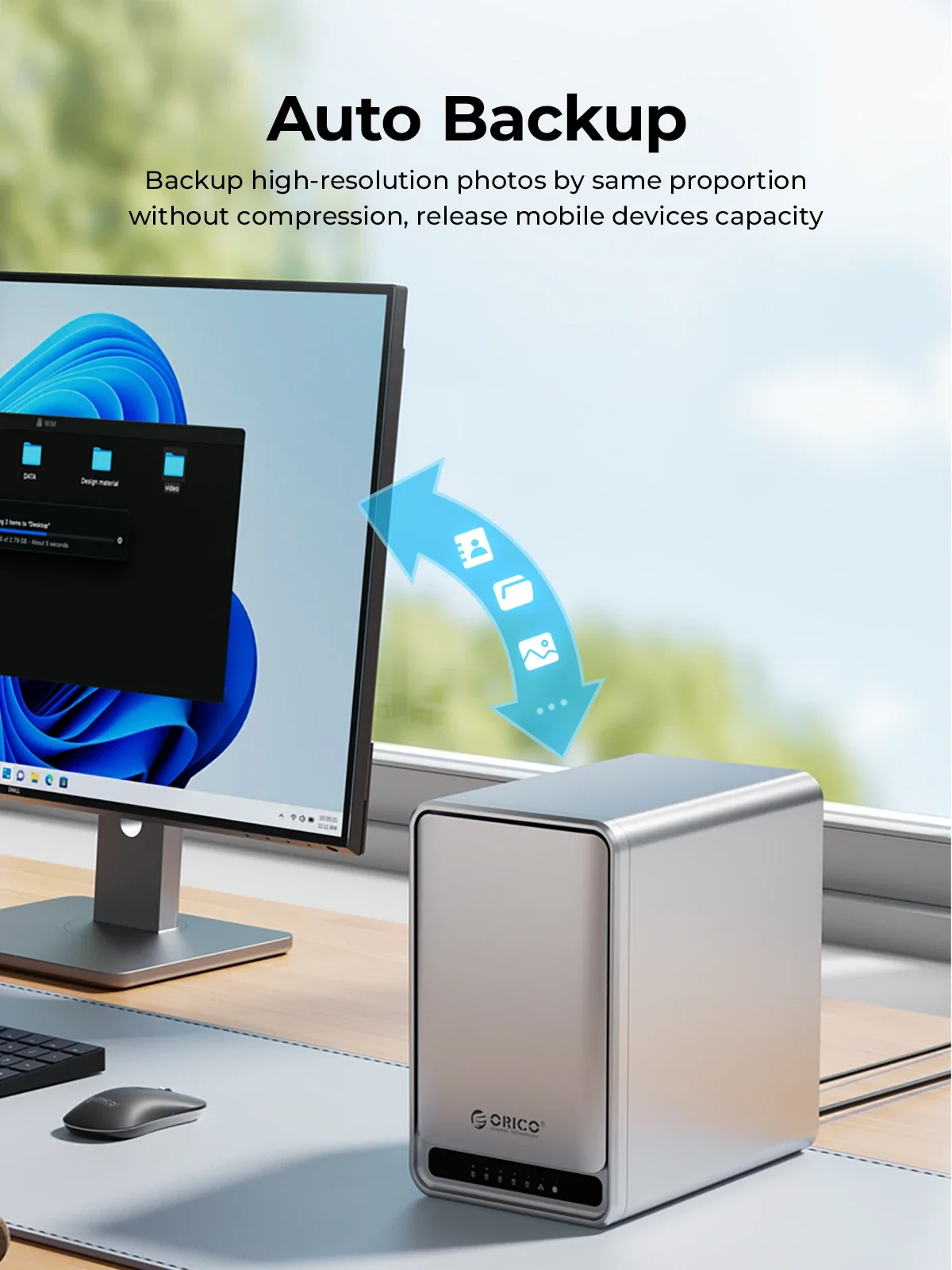 ORICO MetaCube Armazenamento doméstico Tipo-C 3,5" HDD Caso NAS de baía dupla com acesso remoto de backup automático com download BT offline