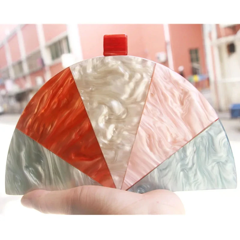 Mezza luna perla marmo arancione chiusura acrilica donna marca scatola pochette spalla sera femminile viaggio festa giorno borsa portafoglio